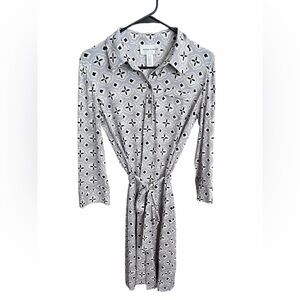 Donna Morgan Black and Gray Patterned Jersey  Dress